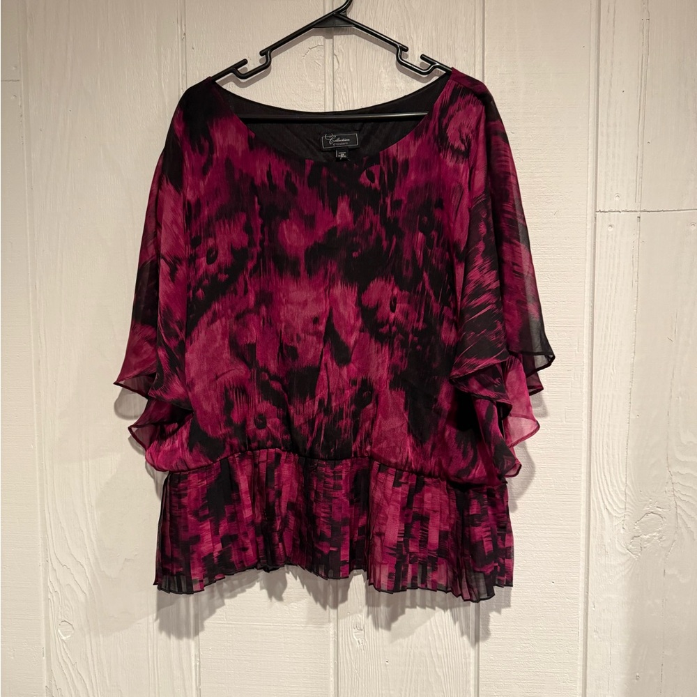 Dressbarn Vibrant Black and Pink Blouse